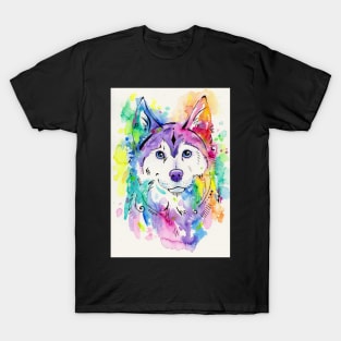 Happy - Siberian Husky Dog Art T-Shirt